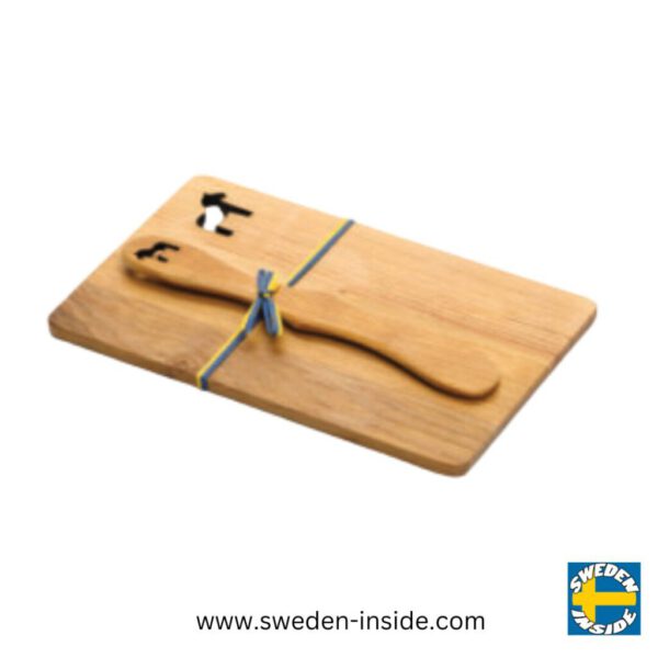 Brotzeitbrett mit Buttermesser Dalahäst aus Erlenholz – 19x12 cm
