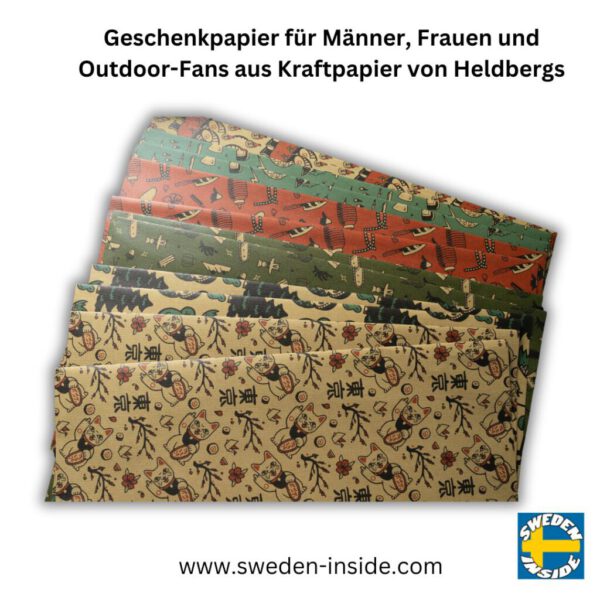 Geschenkpapier für Männer, Frauen und Outdoor-Fans aus Kraftpapier von Heldbergs